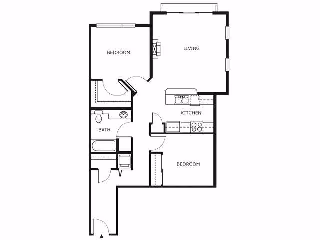 2 Bed 1 Bath B3 319 floor plan